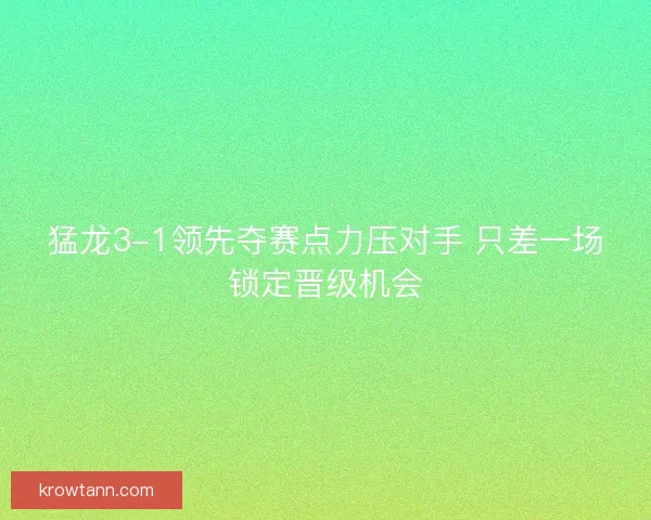 猛龙3-1领先夺赛点力压对手 只差一场锁定晋级机会