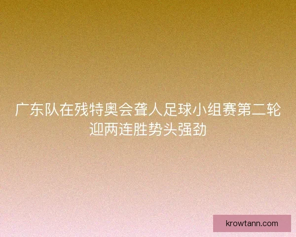 广东队在残特奥会聋人足球小组赛第二轮迎两连胜势头强劲