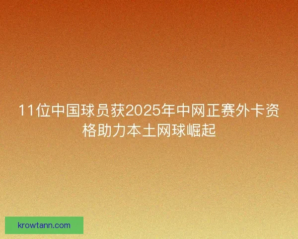 11位中国球员获2025年中网正赛外卡资格助力本土网球崛起