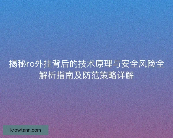 揭秘ro外挂背后的技术原理与安全风险全解析指南及防范策略详解